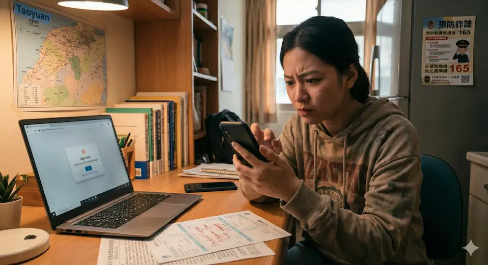 ▲一名員警在社群平台Threads上發文表示，詐騙集團近來大量出沒在Threads，出現一種「雙重陷阱」模式，讓受害者不只損失金錢，還可能反被捲入刑案。（圖／AI製圖、記者賴禹妡製）