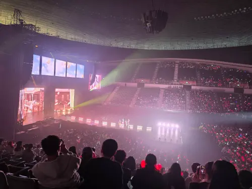 ▲實際測試時座位在遙遠的看台區，光源也相當多變。（圖／記者周淑萍攝）