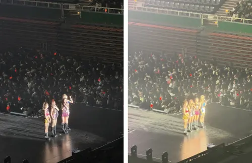 ▲三星S26 Ultra(左)與iPhone 17 Pro(右)在演唱會拍攝照片對比，三星在遠距離取景與高倍率變焦上更具優勢。（圖／記者周淑萍攝）