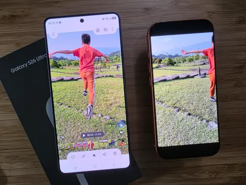 ▲S26 Ultra（左）與iPhone 17 Pro水平鎖定拍攝效果對比。（圖／記者周淑萍攝）