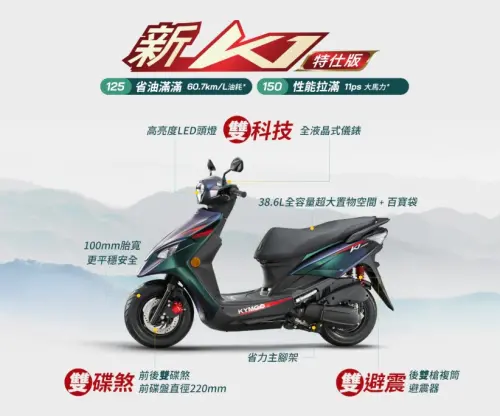 ▲光陽新K1特仕版現在官方活動搭配汰舊換新，最低只要60500就可以入手，功能給滿大全配升級，車主讚到不行。（圖/光陽官網）