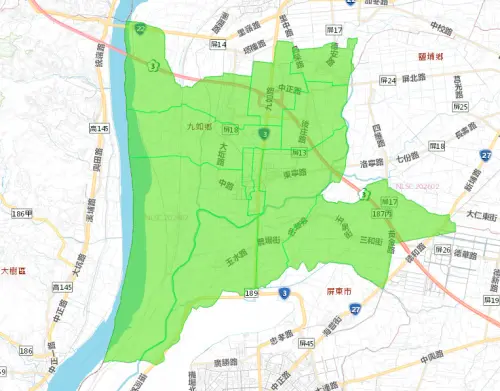 ▲屏東縣3/30降壓範圍一次看。（圖／台灣自來水公司water.gov.tw/）