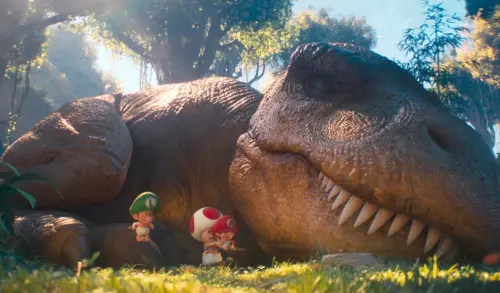 ▲《超級瑪利歐銀河電影版》出現暴龍，特效畫面更吸睛。（圖／UIP提供）