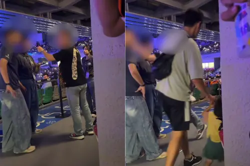 ▲亞太棒球場實施人流管制，因此工作人員上前勸導男子不要倚靠欄杆，並提醒勿在走道停留影響動線，沒想到男子情緒爆發，動手對蔡姓工讀生掌摑。（圖／翻攝自Threads@huhu_artnhandmade）