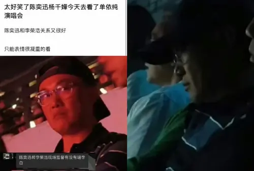 ▲陳奕迅先是被發現表情嚴肅地看單依純演唱會，後又被拍到直接在觀眾席上睡著。（圖／微博＠千樹春纈）