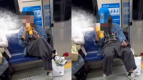 北捷驚見「人體吐珠機」噁爆！阿伯爽喝珍奶　下秒猛噴珍珠還亂丟