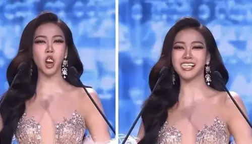 ▲那位意外「掉牙」的佳麗，雖然沒能擠進前五，但意外成為全場最有記憶點的人物之一。（圖／翻攝自臉書）