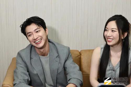 ▲江宏傑（左）與蔡尚樺（右）被拱演吻戲，女方調侃他「要跟福原愛報備嗎？」（圖／記者嚴俊強攝影）