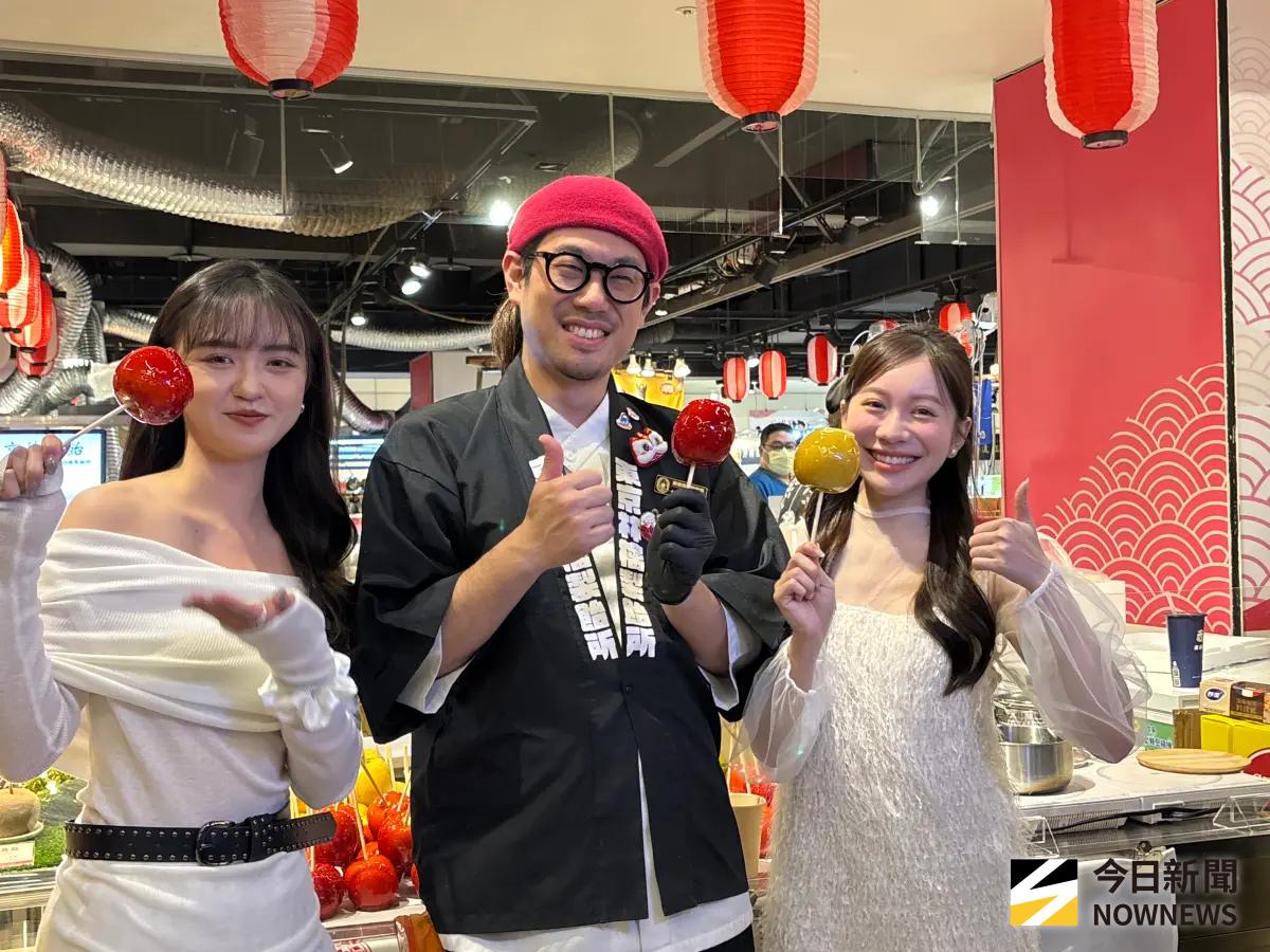 ▲創下日本排隊 3 小時紀錄的東京林檎製貽所的青森蘋果糖，裹上晶亮脆糖，輕咬即爆發清爽果香。（圖／記者金武鳳攝，2026.3.31)