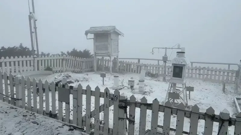 玉山又下雪了！氣象署示警：入夜南部雨勢加大　台東防焚風飆36度