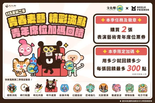 文化幣第二季任務公佈！表演藝術青年席位每張最高回饋300點