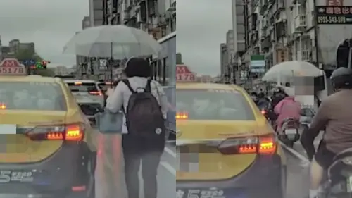 影／用命也要攔小黃！新莊大媽「肉身硬切車道」逼停　驚險畫面曝