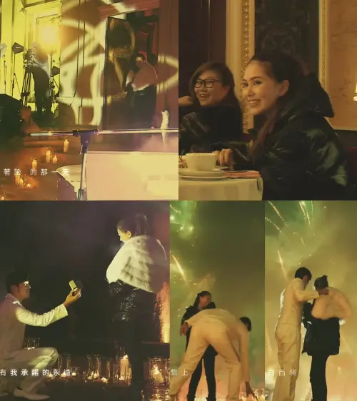 ▲周杰倫求婚那天，昆凌穿著黑羽絨外套出現，可見天氣有多冷，當驚喜結束並得到女友的I Do答案之後，天王下一秒是趕快拿外套幫老婆披上。（圖／YouTube@周杰倫 Jay Chou）