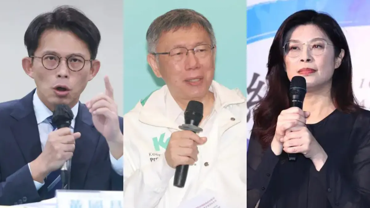 ▲民眾黨現任黨主席黃國昌（左）、民眾黨創黨主席柯文哲（中）、國民黨主席鄭麗文（右）。（圖／NOWNEWS資料照）