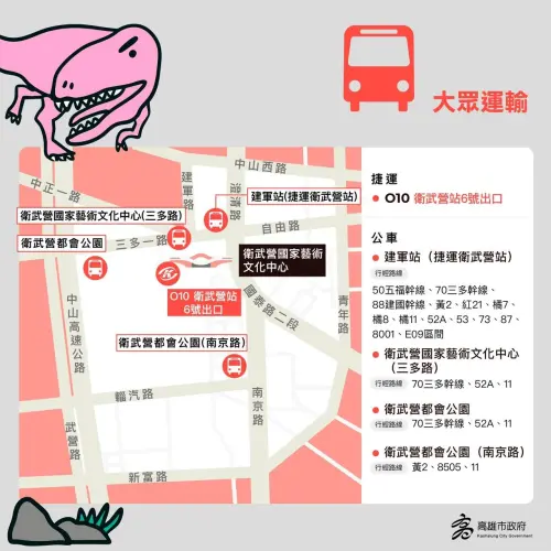 ▲高雄市衛武營「恐龍酷樂園」交通資訊-大眾運輸（圖／高雄市教育局提供）