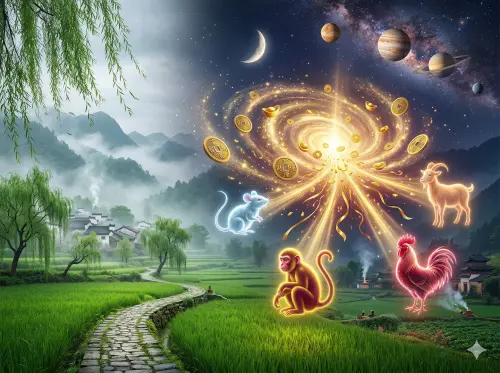 ▲2026清明財運洗牌，子鼠（圖左一）憑藉智慧領頭衝刺！財神爺欽點四大生肖吉星加持，清明後將迎來思路清晰、貴人扶持的發達契機。（示意圖／Gemini製圖／NOWNEWS監製）