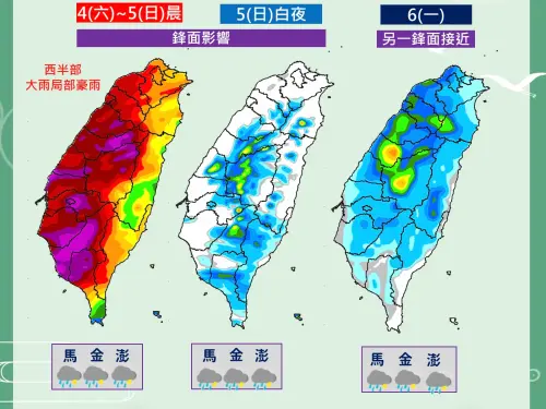 天氣／清明連假第2天暴雨狂風！半個台灣紫紅一片　開工日雨沒停