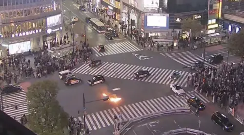 東京澀谷十字路口驚傳火警！男潑油點火嚇壞路人　犯後自行投案