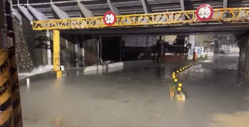 清明暴雨也炸新竹！太原路地下道深夜淹水　保全警員「車身擋水」