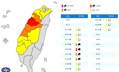 快訊／雨彈轟炸！氣象署「最新大豪雨警戒區」　苗栗全台雨下最大