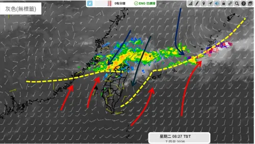 鋒面進入台灣了！大雷雨由北往南轟　台南以北警戒、入夜才趨緩