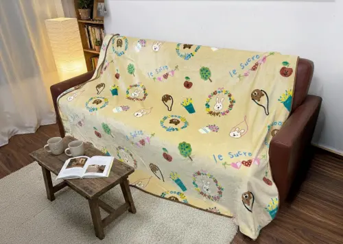 ▲國票金控（2889）今年股東會紀念品出爐，推出以「熊兔同框」為主題的法蘭絨毯。（圖／國票金提供）