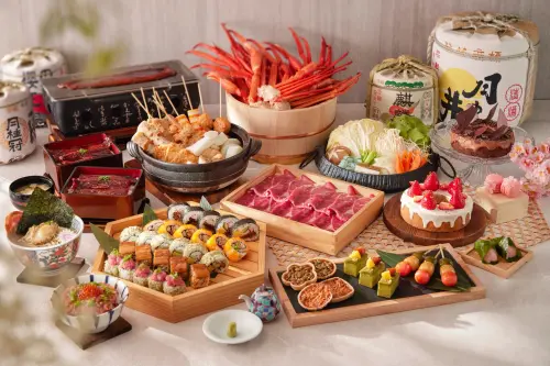 ▲十二廚自助餐廳」即日起推出「春日和食饗宴」，平日下午茶、午餐更有四人同行人免費優惠。（圖／台北喜來登飯店提供）