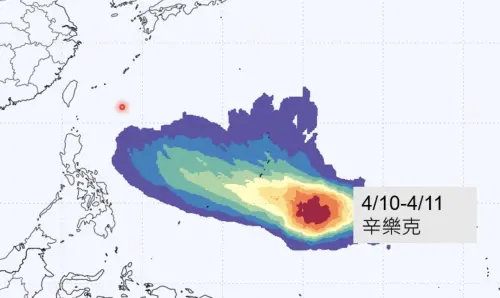 ▲目前在關島附近有熱帶系統在發展，預估周四晚上至周五有機會增強為「辛樂克颱風」。（圖／賈新興提供）