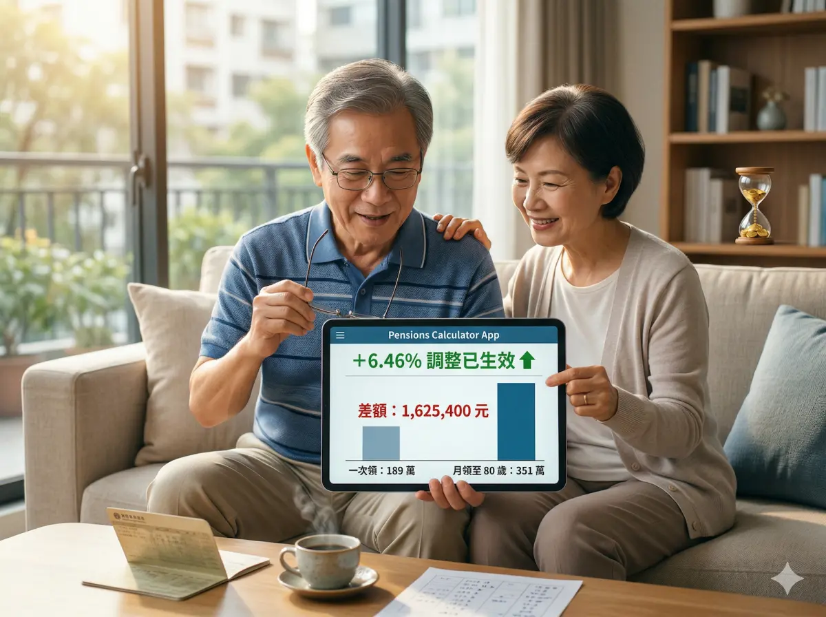 ▲退休精算！2026 年勞保老年年金迎來 6.46% 有感調升，預估 78 萬人受惠。最新試算顯示，若選對「月領」方式，領至 80 歲總額將比「一次領」多出逾 162 萬元，成為抗通膨時代最穩定的老後靠山。（示意圖／Gemini製圖／NOWNEWS監製）