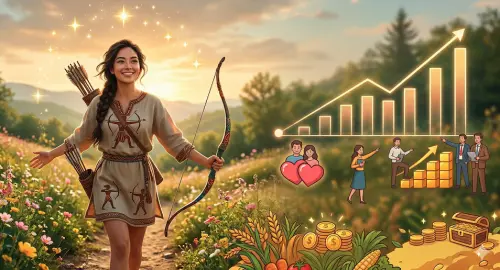 ▲2026下半年射手座運勢翻紅，貴人出現帶動工作突破，財運快速聚集。（圖／Gemini製圖、記者賴禹妡製）