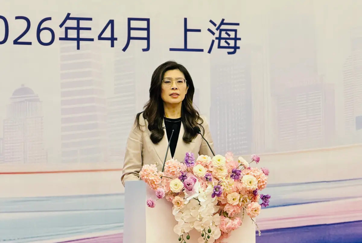 ▲國民黨主席鄭麗文今（9）日中午赴上海東郊賓館與全國台企聯午宴，現場喊話2028重返執政，終結台商的委屈。（圖／記者陳韻年攝）