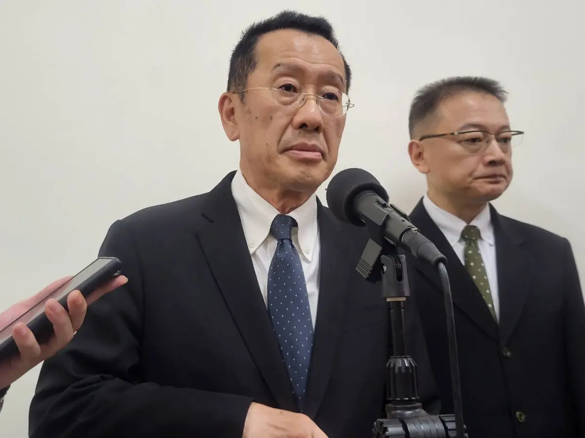 ▲顧立雄強調，管碧玲發的圖片是一個「示意圖」。（圖／記者陳佩君攝，2026.04.09）