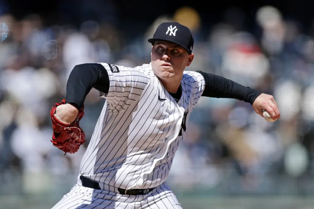 ▲紐約洋基今（10）日主場迎戰運動家，洋基先發投手威瑟斯（Ryan Weathers）此戰繳出8局僅失1分，狂飆7次三振好投，但無奈自家打線遭到運動家封鎖，全場僅敲出1安，終場洋基0：1不敵運動家，威瑟斯也吞下本季第1敗。（圖／美聯社／達志影像）