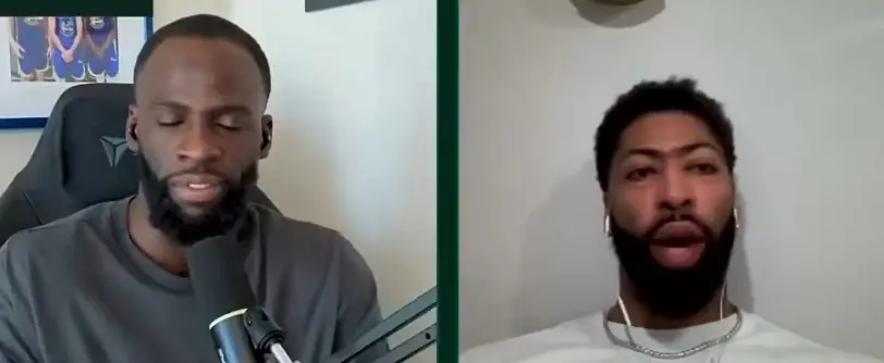 ▲金州勇士隊格林（Draymond Green）在個人播客節目中，竟在訪談進行時公然打瞌睡，與螢幕另一頭嚴肅發言的戴維斯（Anthony Davis）形成強烈對比。（圖／取自X @NBAMemes）