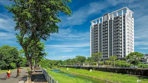 ▲ 「廣上研序」坐落典寶溪水岸首排。（圖／廣上建設提供）