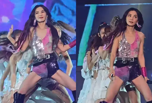 ▲Ella唱跳〈美麗新世界〉的舞蹈動作竟遭調侃像是像千手觀音，一點都不好看。（圖／小紅書＠張張）