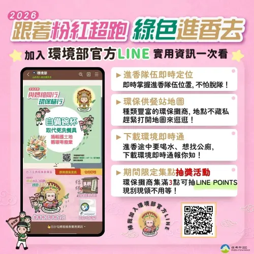 ▲環境部LINE官方帳號打造「白沙屯媽祖進香專區」，精準位置一次看。（圖／環境部提供）