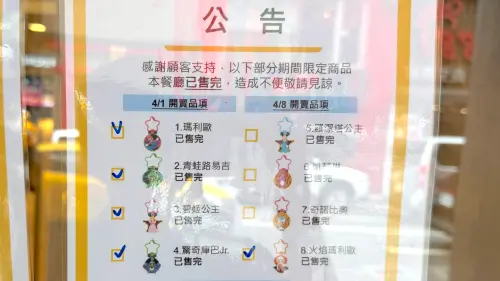 ▲許多鐵粉在Threads上表示，沒收到喜歡的瑪利歐公仔；記者實際走訪麥當勞，真的看到一整排角色「已完售」公告。（圖／記者蕭涵云攝）