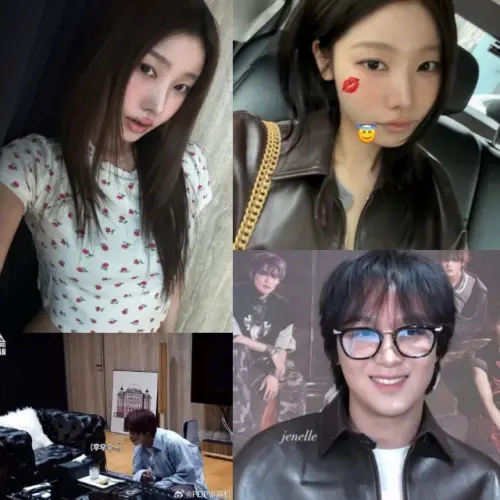 ▲粉絲挖出疑似楷燦女友的網紅社群，拍照背景跟楷燦家非常相似（如左圖），兩人還曾穿過同款外套（如右圖）。（圖／微博@重頭戲、微博@泡菜搬運工）