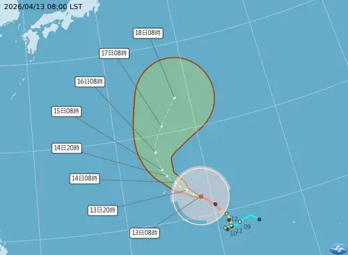 ▲辛樂克颱風已達強度巔峰，未來朝西北轉北逐漸減弱，對台灣沒有直接影響。（圖／中央氣象署）
