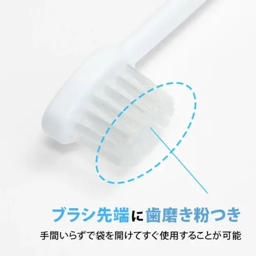 ▲這類牙刷主打牙膏、牙刷合一特點，在刷毛上已含有牙膏成分的拋棄式設計，屬於能夠節省空間的一次性用品。（圖／翻攝日本樂天市場）