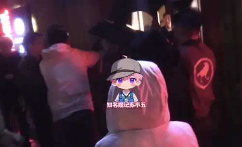 ▲田曦薇的司機（白衣）疑似和粉絲推擠。（圖／翻攝自微博）