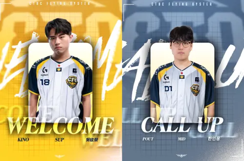 ▲台灣 LOL 隊伍中信飛牡蠣（CFO）人員異動，前BYG 輔助 Kino、韓援中路 Pout 將加入一軍。 （圖／CFO中信飛牡蠣臉書）