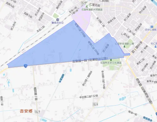 ▲花蓮縣吉安鄉4月14日停水範圍。（圖／台灣自來水公司water.gov.tw/）