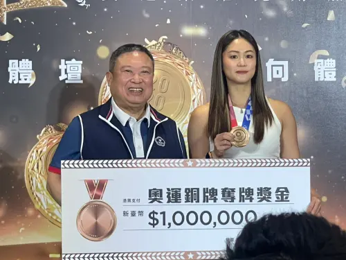 ▲空手道女神文姿云在東京奧運空手道女子55公斤級獲得銅牌殊榮，今日獲得回溯獎金100萬。（圖／記者林子翔攝）