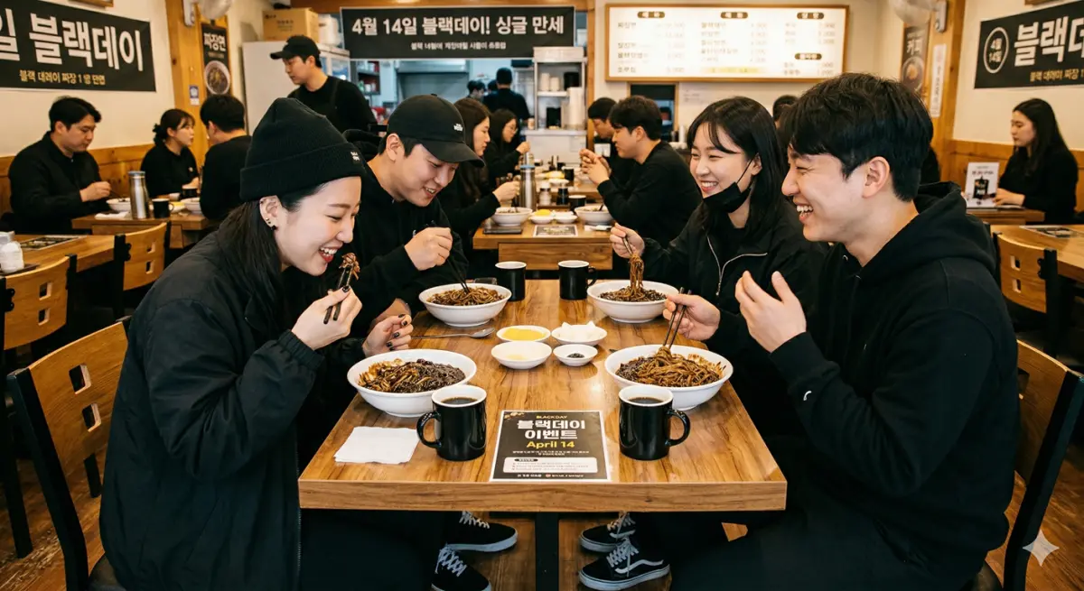 ▲每年4月14日是黑色情人節（Black Day），這個節日起源於韓國，卻是專屬於「單身者」的情人節，慶祝方式也很簡單，只要充滿黑色元素。（示意圖／Gemini生成）