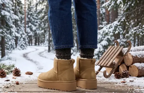 ▲厚底雪地靴與鬆糕鞋具備增高效果而受到不少人喜愛，但其鞋底過厚又平軟，產生支撐力不足、降低足底對地面的感知能力等問題。（圖／Gemini生成／記者陳雅雲監製）