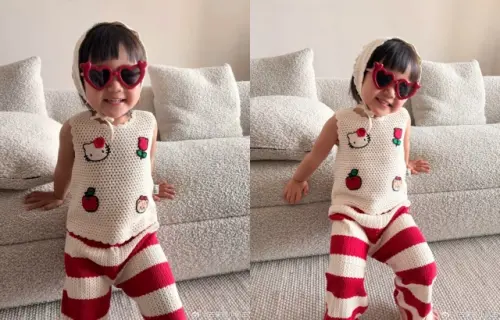 ▲明道近日罕見曬出愛女「小艾果」的正臉照，可愛模樣瞬間引發熱議。（圖／微博@芒果撈小萌主）