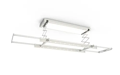 ▲電動曬衣架透過遙控器就能操控升降，相當方便。（圖／特力屋提供）