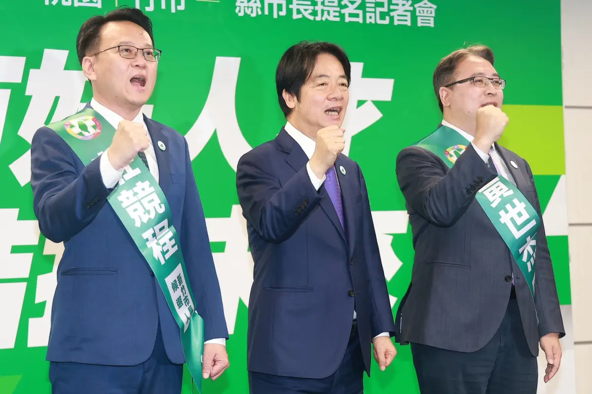 ▲賴清德致詞時表示，這次提名兩位市長候選人，擁有三項特點。（圖／記者葉政勳攝，2026.04.15）